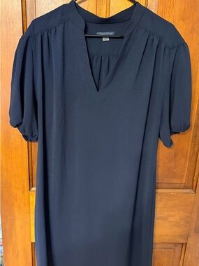 Tommy Hilfiger Navy V-Neck Short Puff-Sleeve Tunic Dress